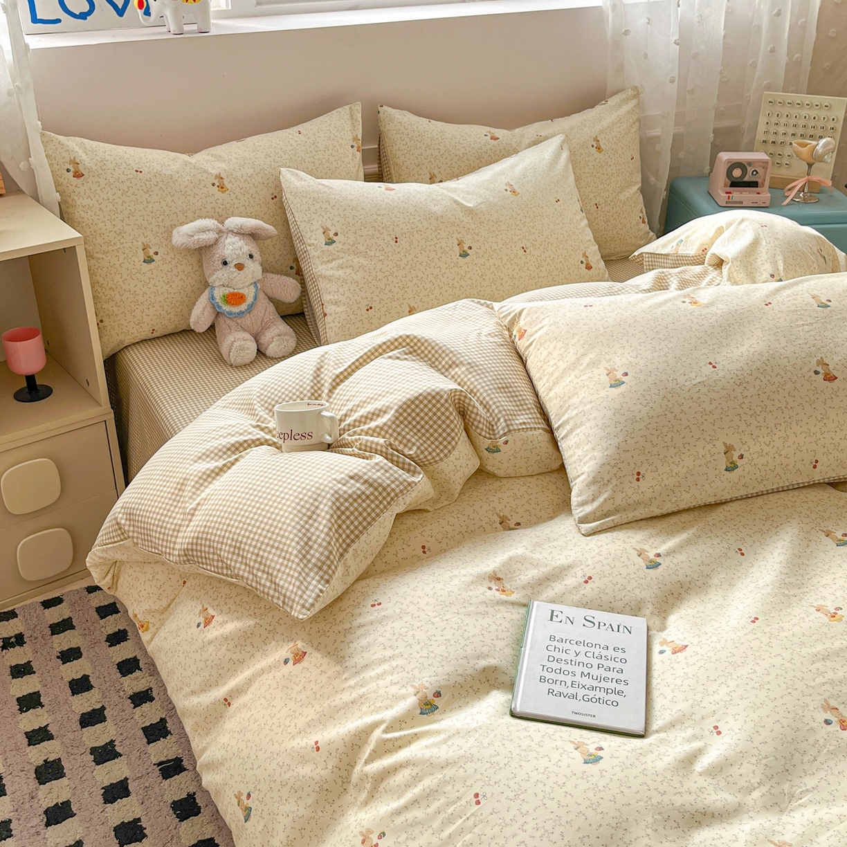 91家纺网 家纺一手货源 找家纺 柠馨 2026春夏新款13372全棉纯棉印花单被套 被套单件-芙拉系列 奶糖甜心