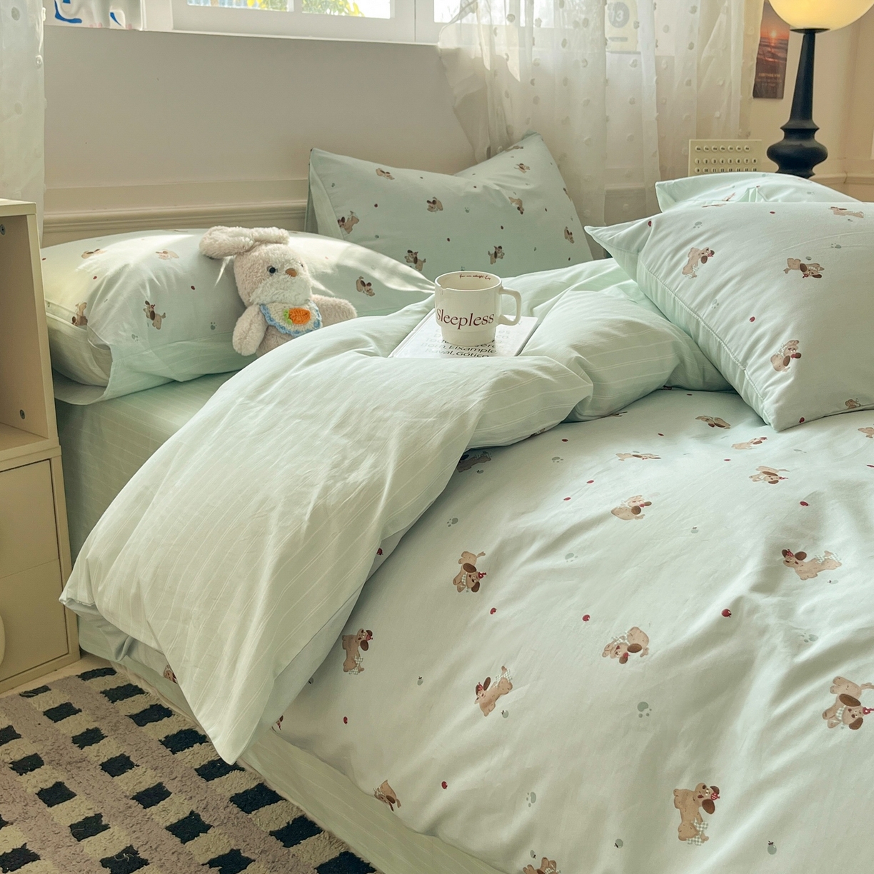 91家纺网 家纺一手货源 找家纺 柠馨 2026春夏新款13372全棉纯棉印花单被套 被套单件-芙拉系列 甜美萌宠