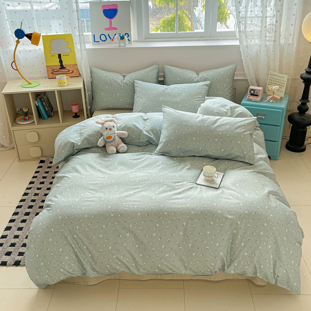 91家纺网 家纺一手货源 找家纺 柠馨 2026春夏新款13372全棉纯棉印花单被套 被套单件-芙拉系列 瑾熙