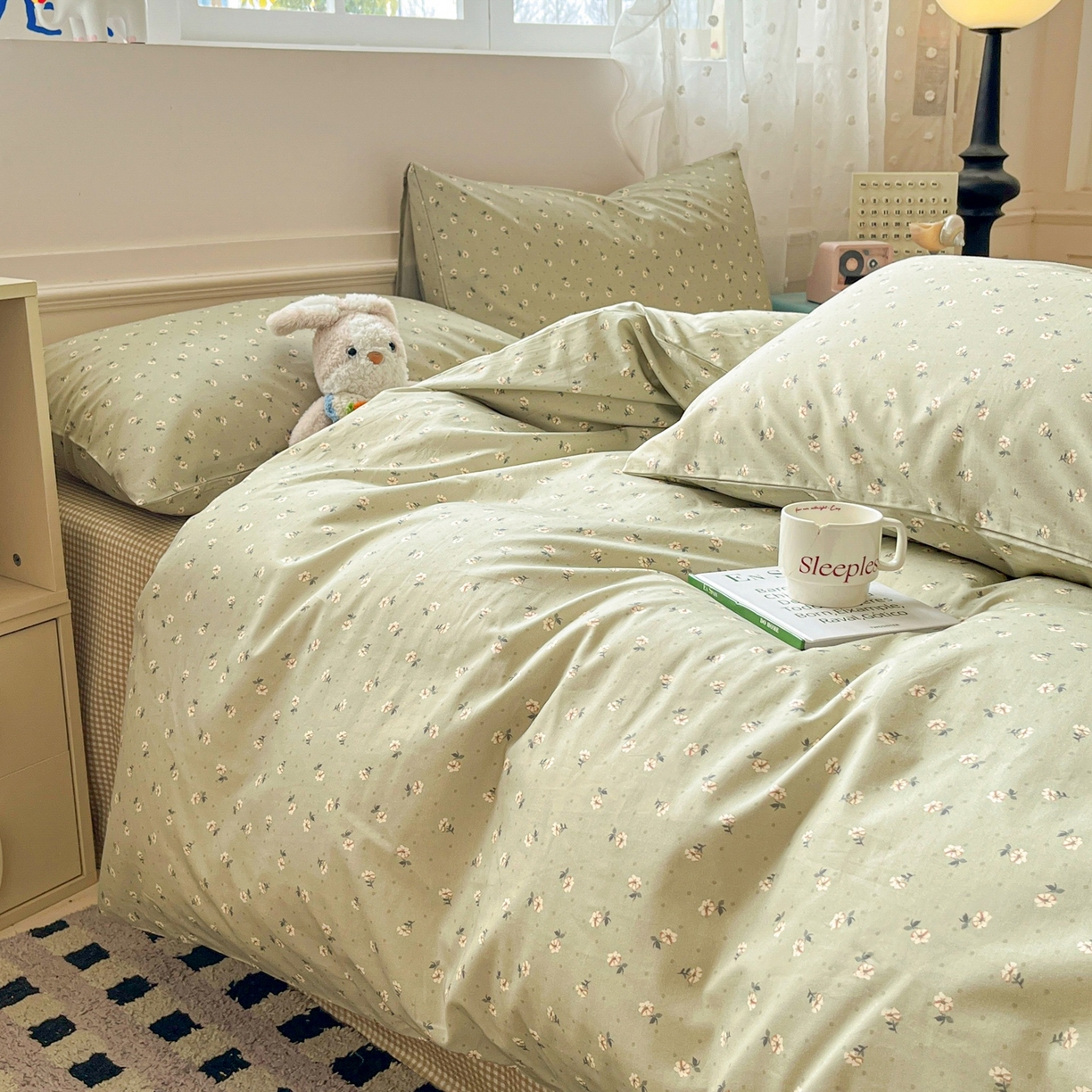 91家纺网 家纺一手货源 找家纺 柠馨 2026春夏新款13372全棉纯棉印花单被套 被套单件-芙拉系列 浅陌