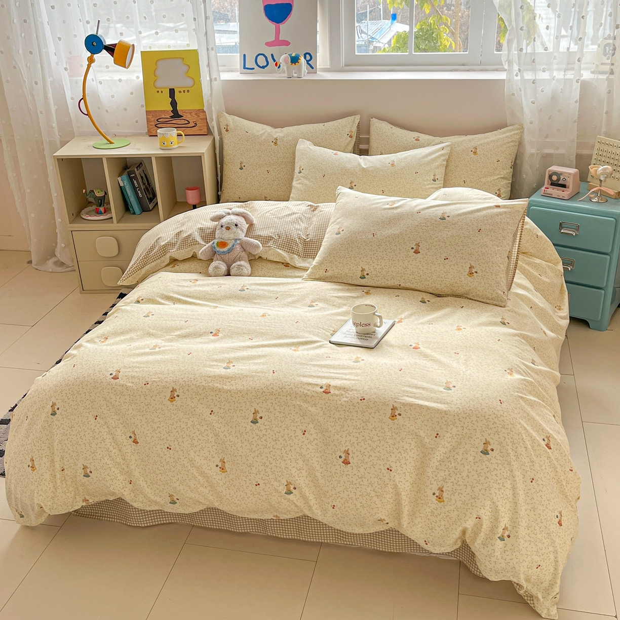 91家纺网 家纺一手货源 找家纺 柠馨 2026春夏新款13372全棉纯棉印花单被套 被套单件-芙拉系列 奶糖甜心