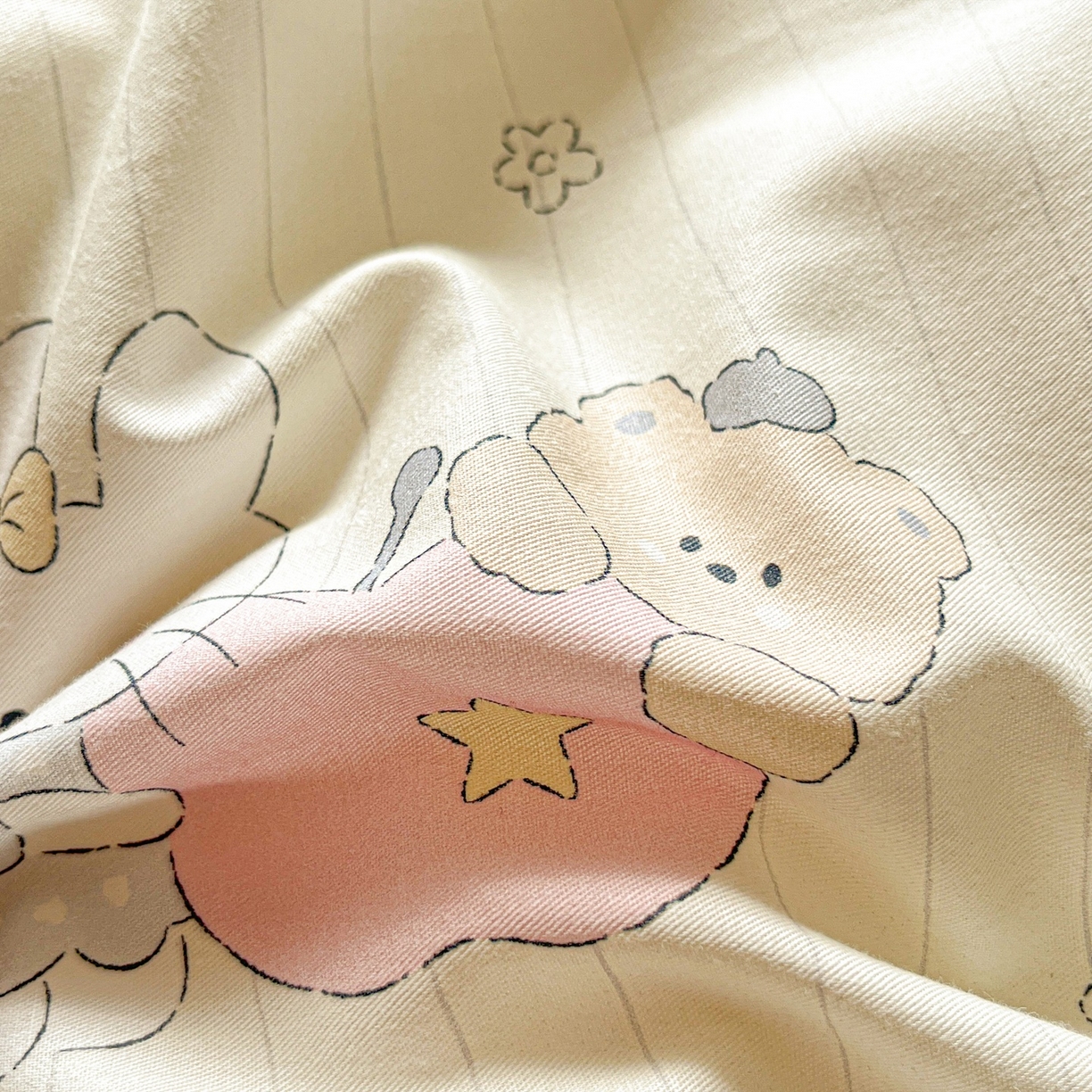 91家纺网 家纺一手货源 找家纺 柠馨 2026春夏新款13372全棉纯棉印花单被套 被套单件-芙拉系列 软萌喵呜