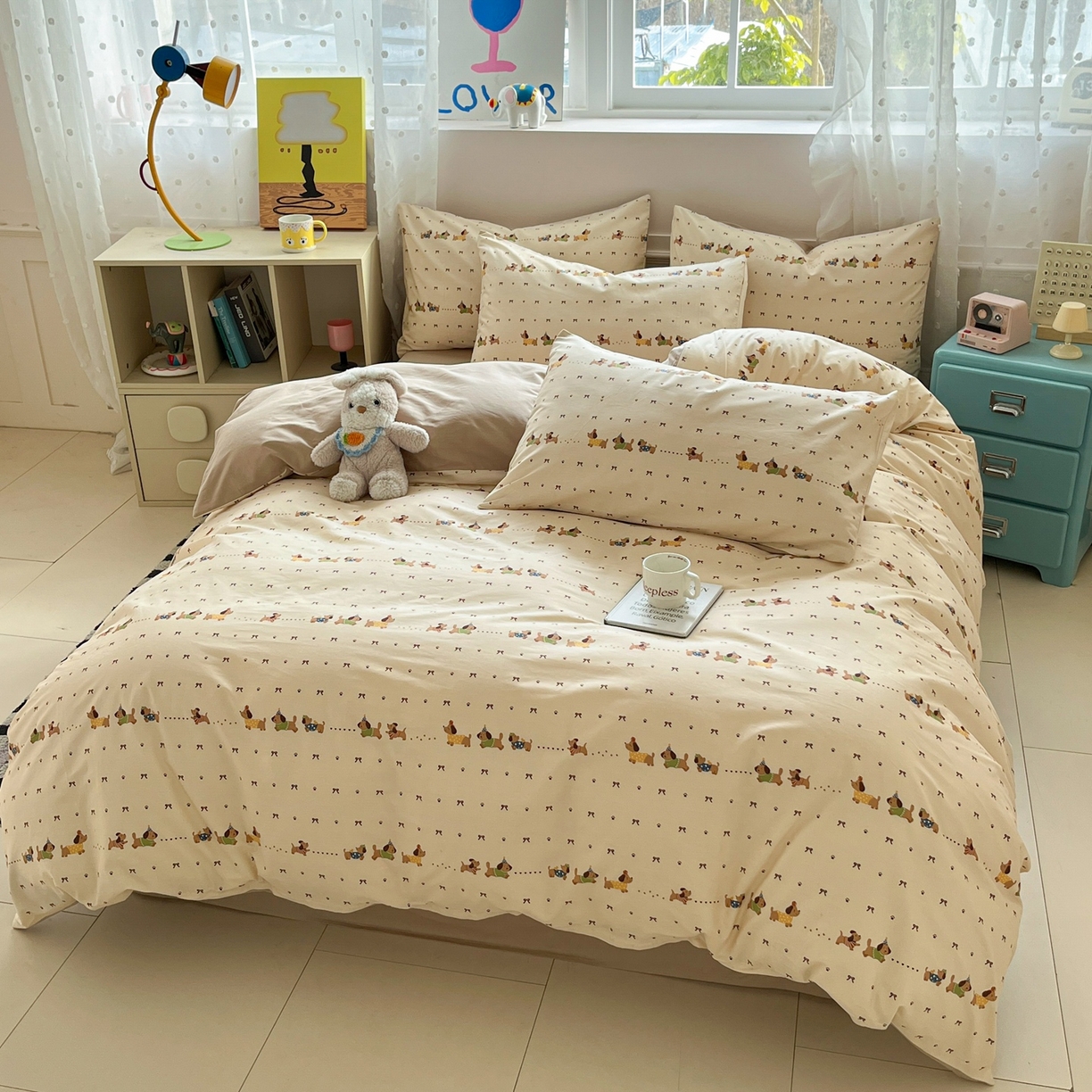 91家纺网 家纺一手货源 找家纺 柠馨 2026春夏新款13372全棉纯棉印花单被套 被套单件-芙拉系列 焦糖甜心