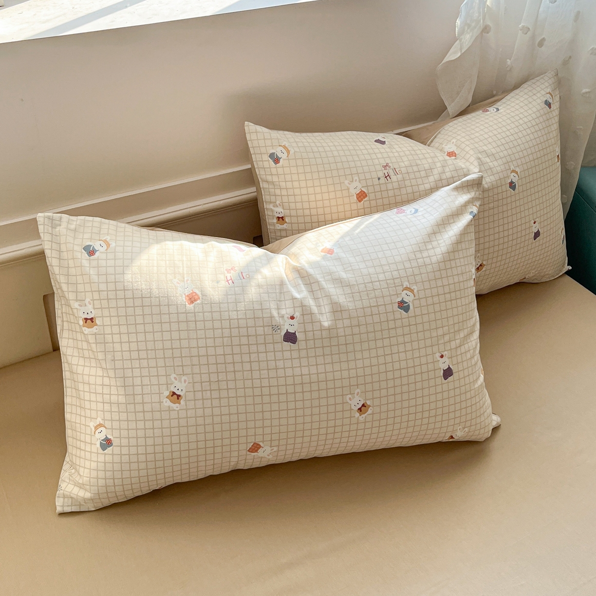 91家纺网 家纺一手货源 找家纺 柠馨 2026春夏新款13372全棉纯棉印花单被套 被套单件-芙拉系列 阳光兔叽