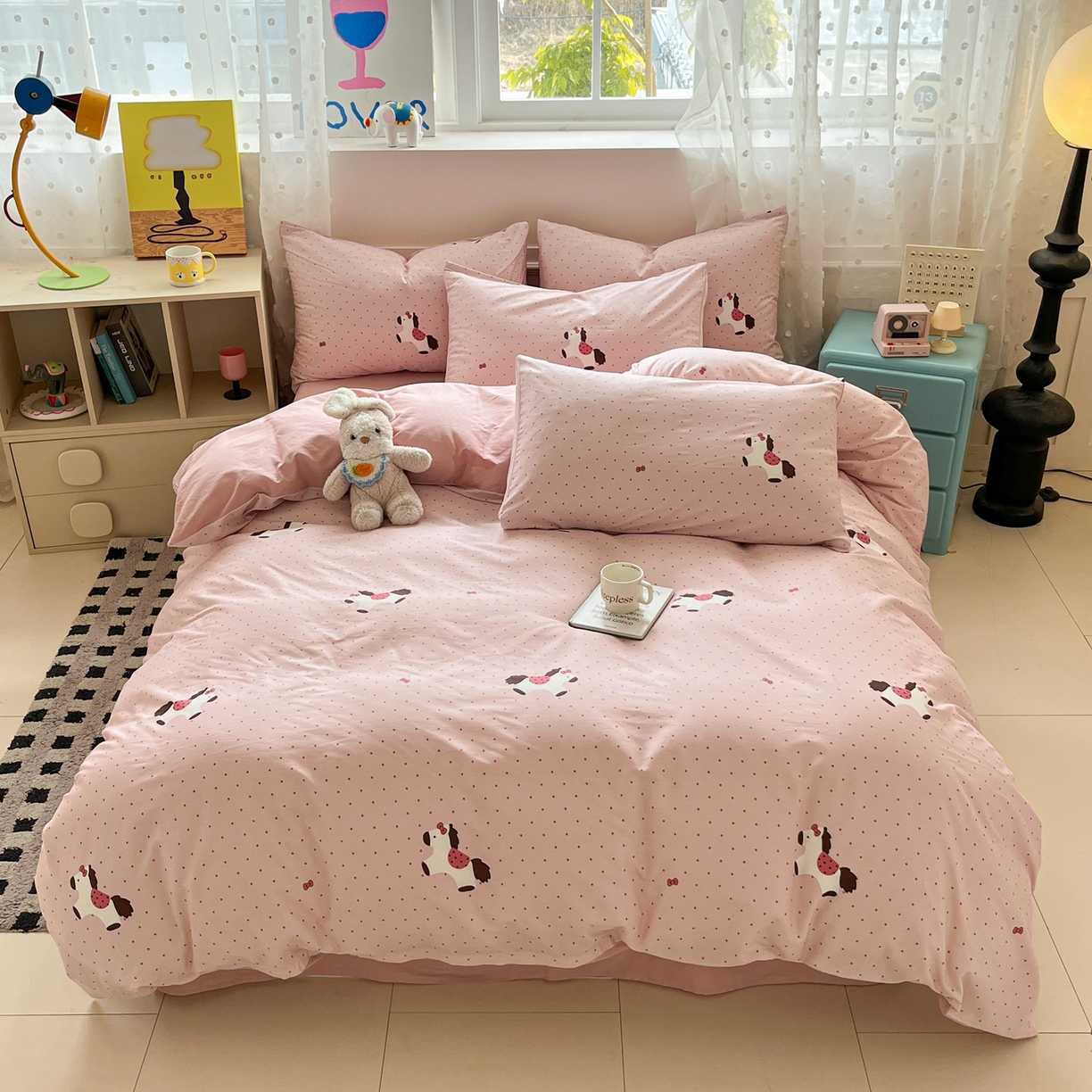 91家纺网 家纺一手货源 找家纺 柠馨 2026春夏新款13372全棉纯棉印花单被套 被套单件-芙拉系列 小马泼莉