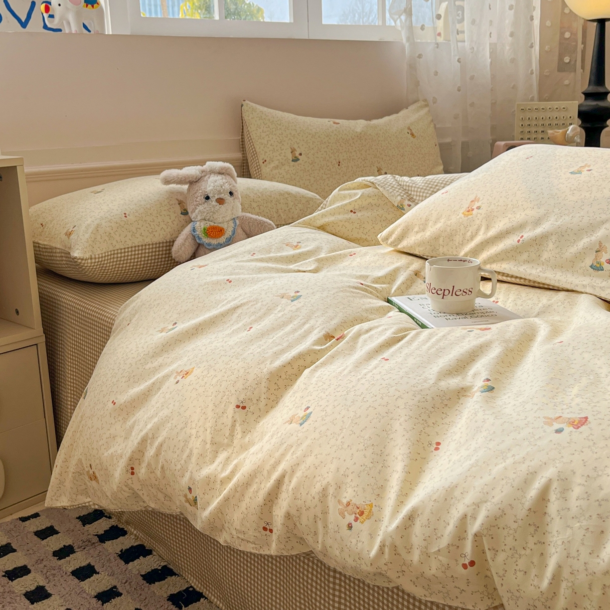 91家纺网 家纺一手货源 找家纺 柠馨 2026春夏新款13372全棉纯棉印花单被套 被套单件-芙拉系列 奶糖甜心