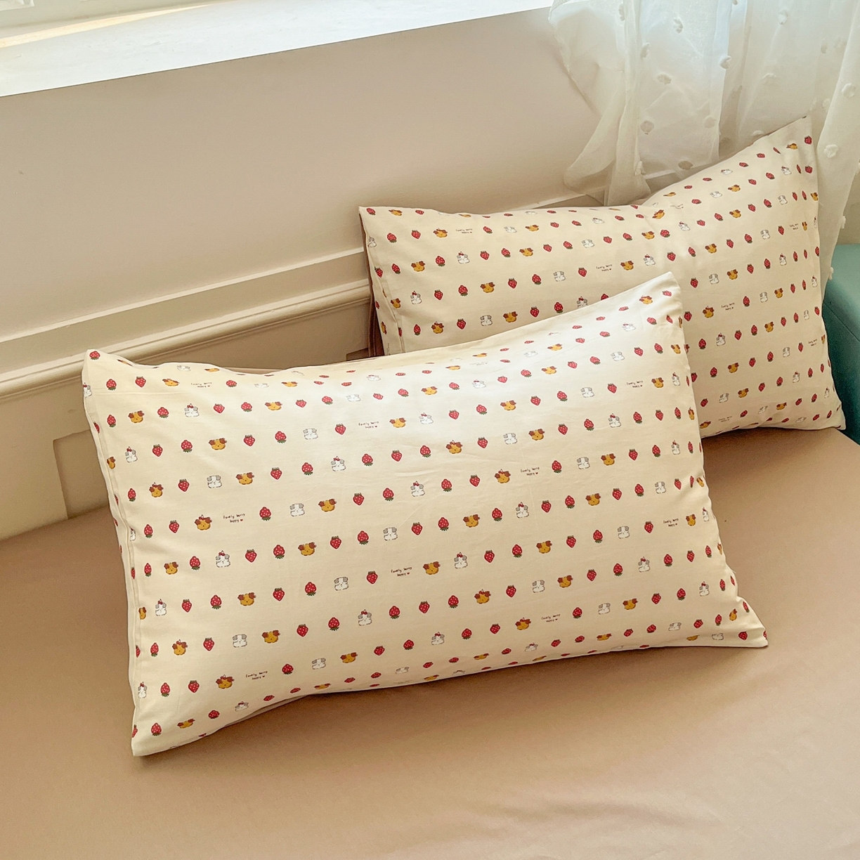 91家纺网 家纺一手货源 找家纺 柠馨 2026春夏新款13372全棉纯棉印花单被套 被套单件-芙拉系列 草莓奶昔