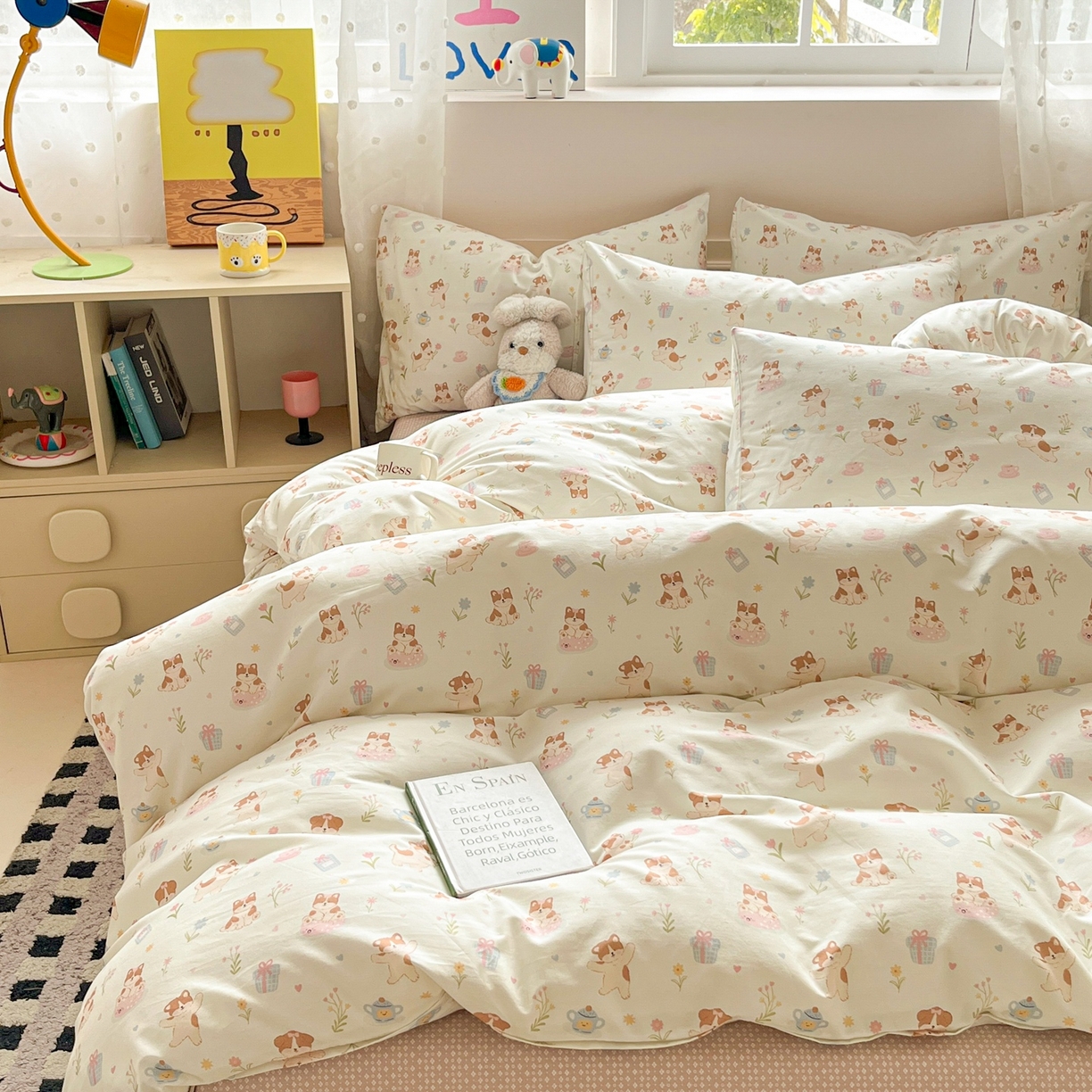 柠馨 2026春夏新款13372全棉纯棉印花单被套 被套单件-芙拉系列 糯米猫球