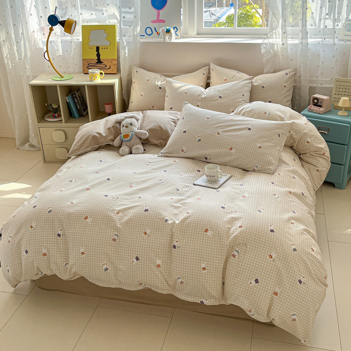 91家纺网 家纺一手货源 找家纺 柠馨 2026春夏新款13372全棉纯棉印花单被套 被套单件-芙拉系列 阳光兔叽