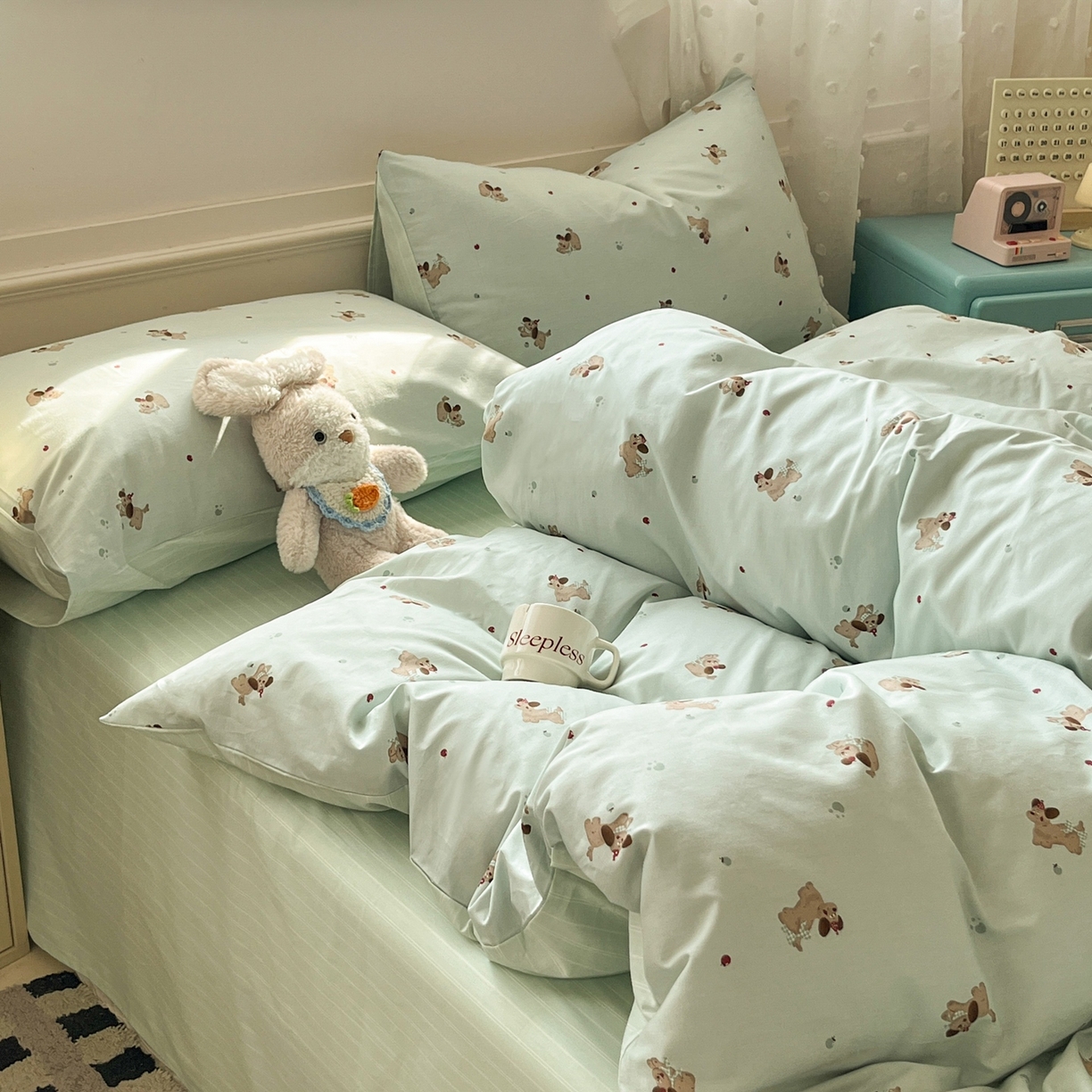 91家纺网 家纺一手货源 找家纺 柠馨 2026春夏新款13372全棉纯棉印花单被套 被套单件-芙拉系列 甜美萌宠