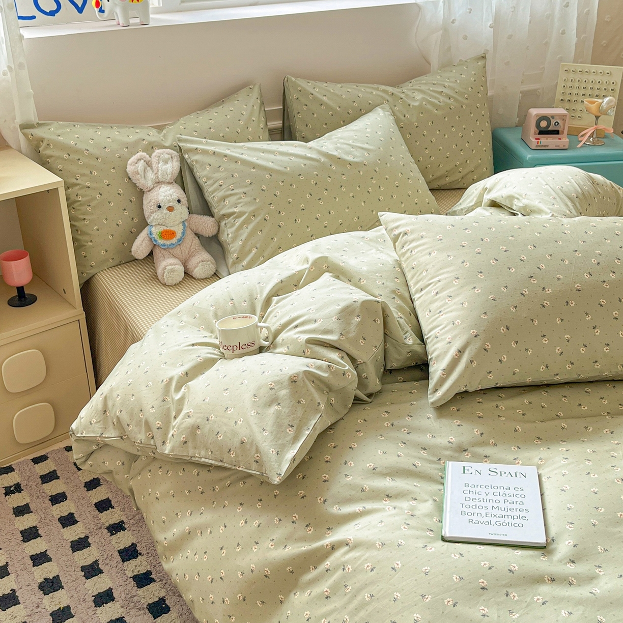 91家纺网 家纺一手货源 找家纺 柠馨 2026春夏新款13372全棉纯棉印花单被套 被套单件-芙拉系列 浅陌