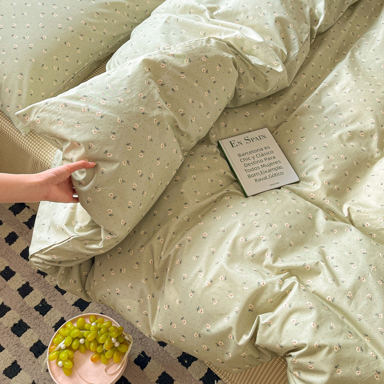 91家纺网 家纺一手货源 找家纺 柠馨 2026春夏新款13372全棉纯棉印花单被套 被套单件-芙拉系列 浅陌