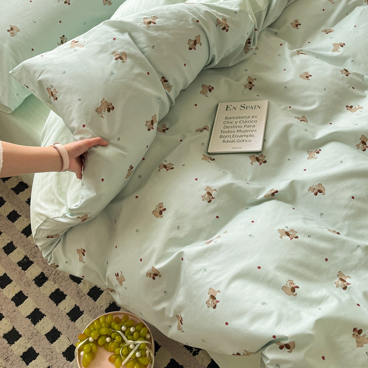 91家纺网 家纺一手货源 找家纺 柠馨 2026春夏新款13372全棉纯棉印花单被套 被套单件-芙拉系列 甜美萌宠