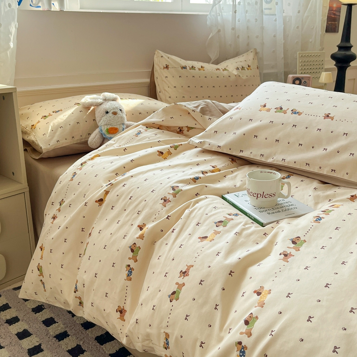 91家纺网 家纺一手货源 找家纺 柠馨 2026春夏新款13372全棉纯棉印花单被套 被套单件-芙拉系列 焦糖甜心