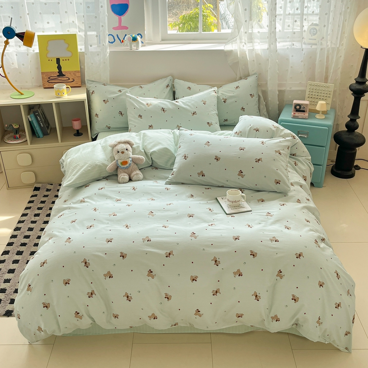 91家纺网 家纺一手货源 找家纺 柠馨 2026春夏新款13372全棉纯棉印花单被套 被套单件-芙拉系列 甜美萌宠