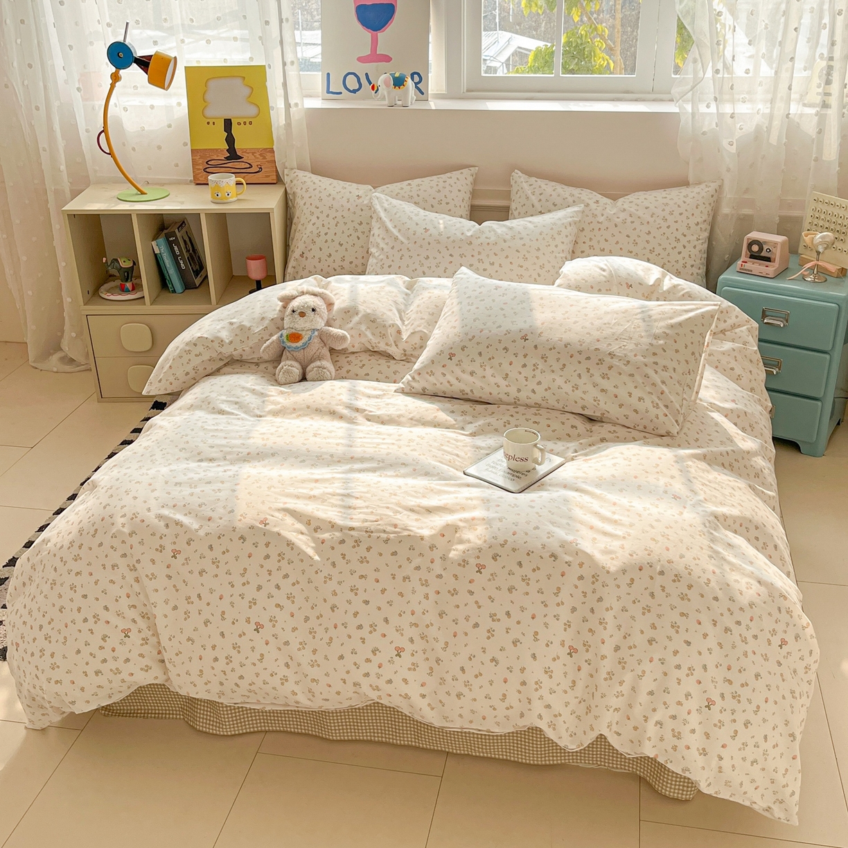 91家纺网 家纺一手货源 找家纺 柠馨 2026春夏新款13372全棉纯棉印花单被套 被套单件-芙拉系列 星愿