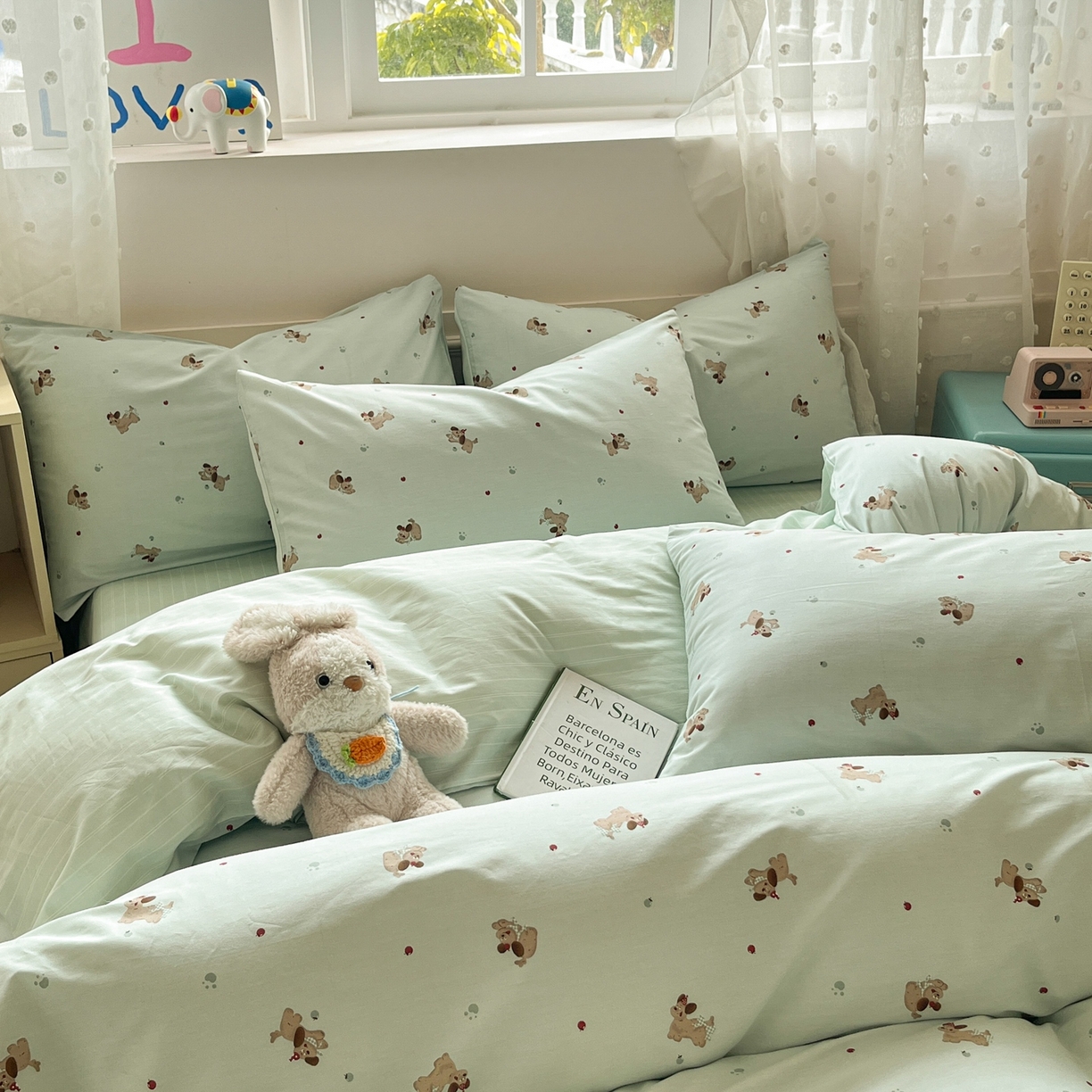 91家纺网 家纺一手货源 找家纺 柠馨 2026春夏新款13372全棉纯棉印花单被套 被套单件-芙拉系列 甜美萌宠