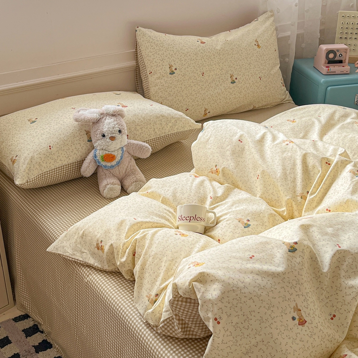 91家纺网 家纺一手货源 找家纺 柠馨 2026春夏新款13372全棉纯棉印花单被套 被套单件-芙拉系列 奶糖甜心