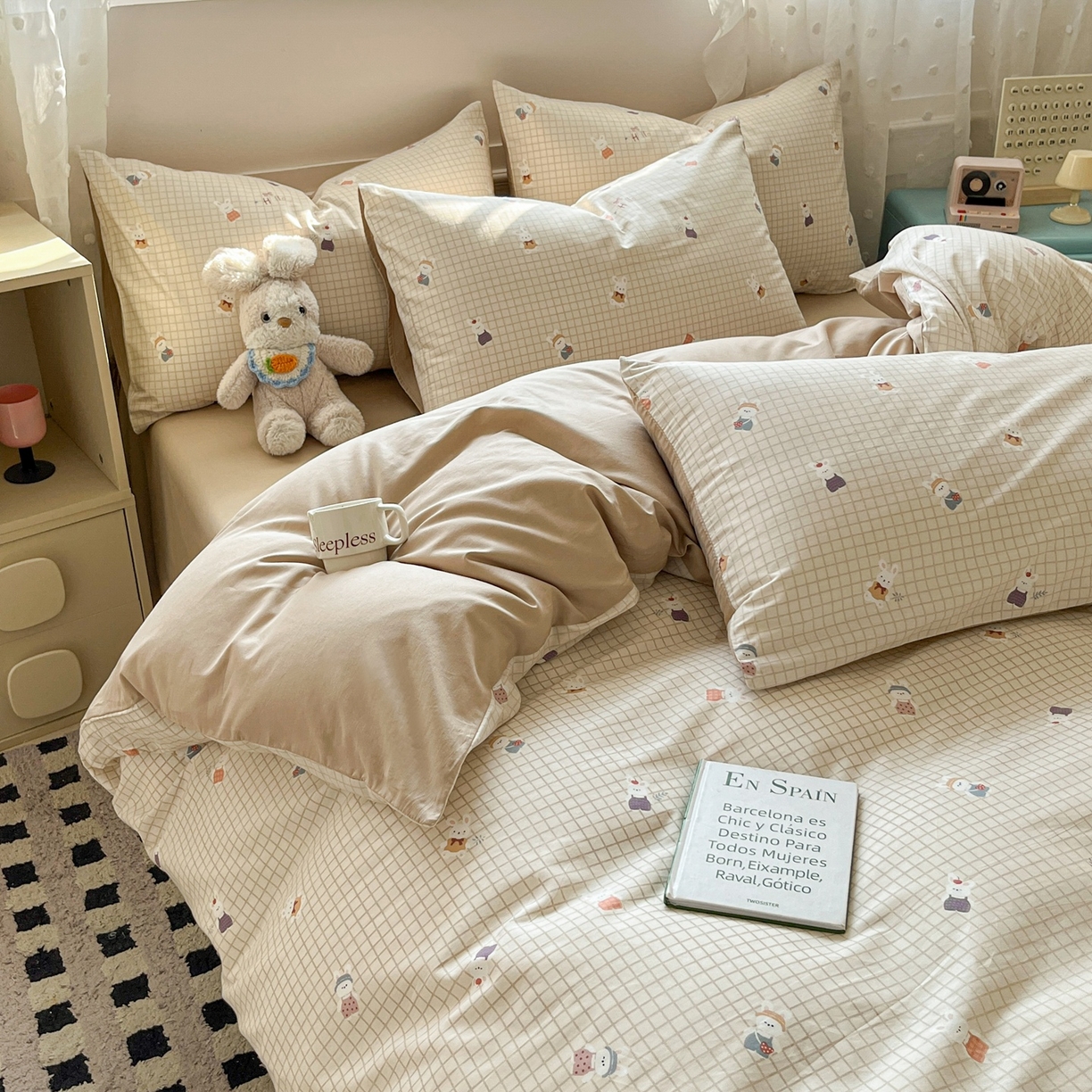 91家纺网 家纺一手货源 找家纺 柠馨 2026春夏新款13372全棉纯棉印花单被套 被套单件-芙拉系列 阳光兔叽