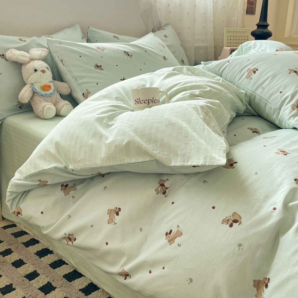 91家纺网 家纺一手货源 找家纺 柠馨 2026春夏新款13372全棉纯棉印花单被套 被套单件-芙拉系列 甜美萌宠