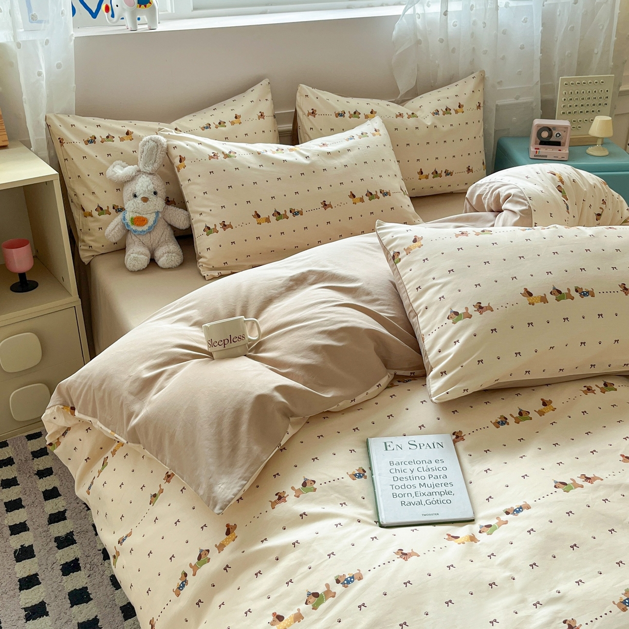 91家纺网 家纺一手货源 找家纺 柠馨 2026春夏新款13372全棉纯棉印花单被套 被套单件-芙拉系列 焦糖甜心