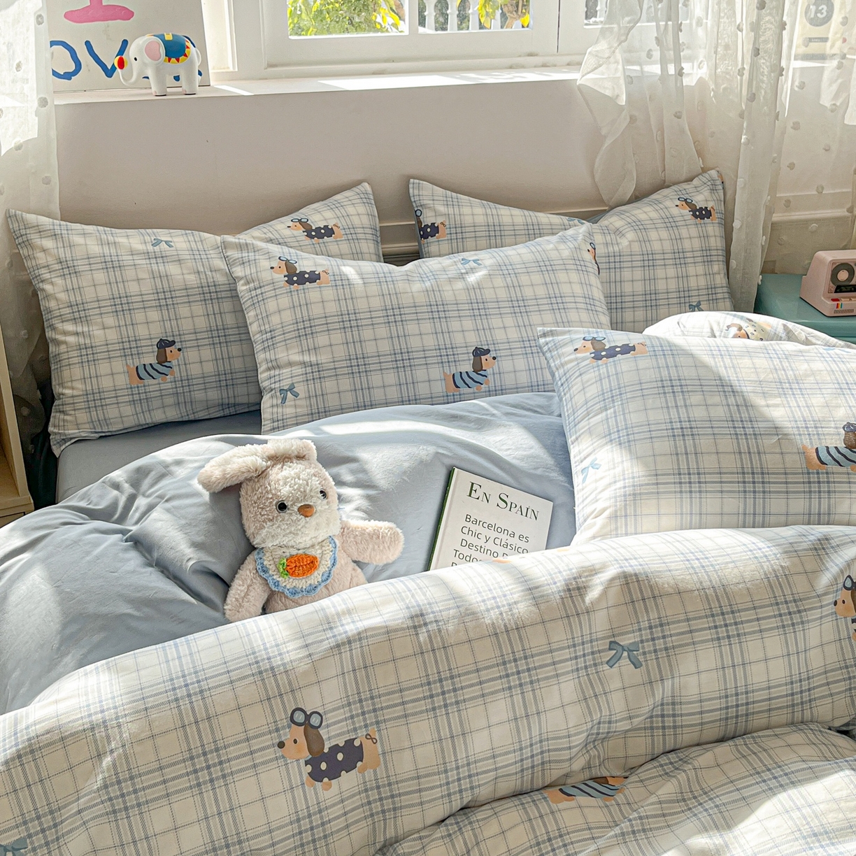 91家纺网 家纺一手货源 找家纺 柠馨 2026春夏新款13372全棉纯棉印花单被套 被套单件-芙拉系列 汪酱魔豆