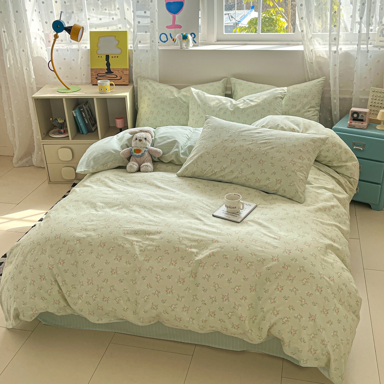 91家纺网 家纺一手货源 找家纺 柠馨 2026春夏新款13372全棉纯棉印花单被套 被套单件-芙拉系列 舒荷