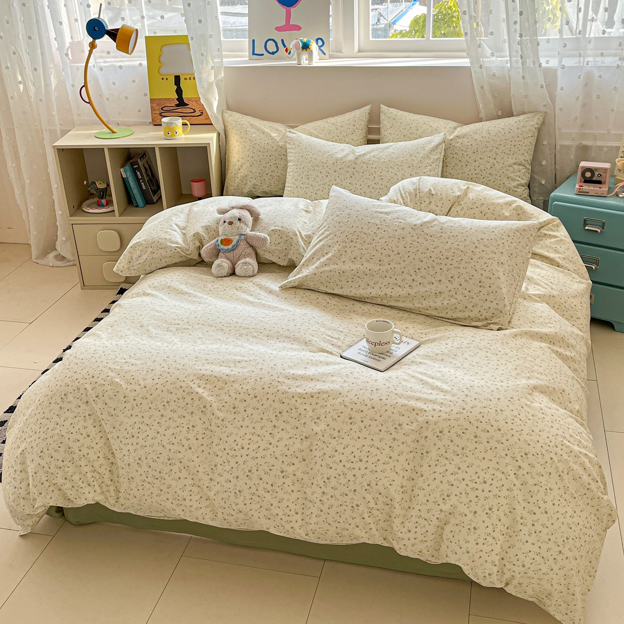 91家纺网 家纺一手货源 找家纺 柠馨 2026春夏新款13372全棉纯棉印花单被套 被套单件-芙拉系列 舞纱