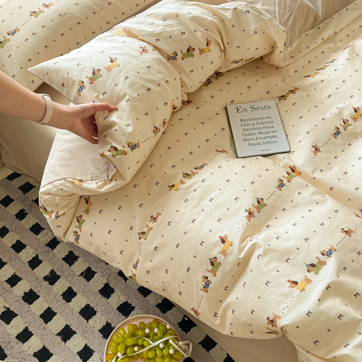 91家纺网 家纺一手货源 找家纺 柠馨 2026春夏新款13372全棉纯棉印花单被套 被套单件-芙拉系列 焦糖甜心