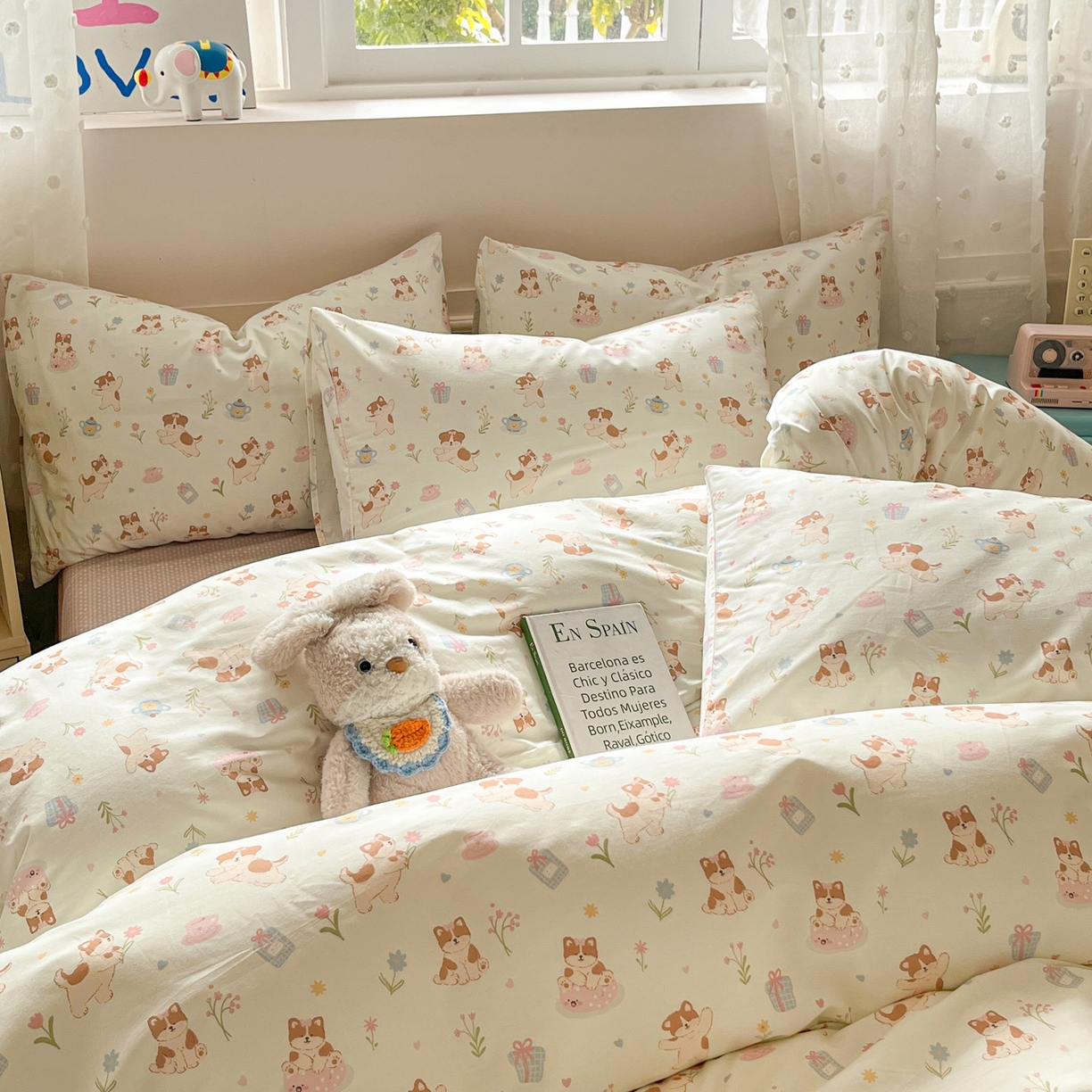 91家纺网 家纺一手货源 找家纺 柠馨 2026春夏新款13372全棉纯棉印花单被套 被套单件-芙拉系列 糯米猫球