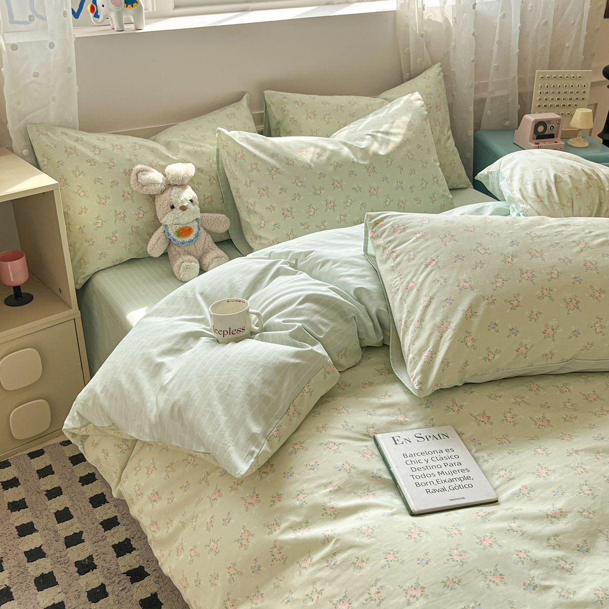 91家纺网 家纺一手货源 找家纺 柠馨 2026春夏新款13372全棉纯棉印花单被套 被套单件-芙拉系列 舒荷