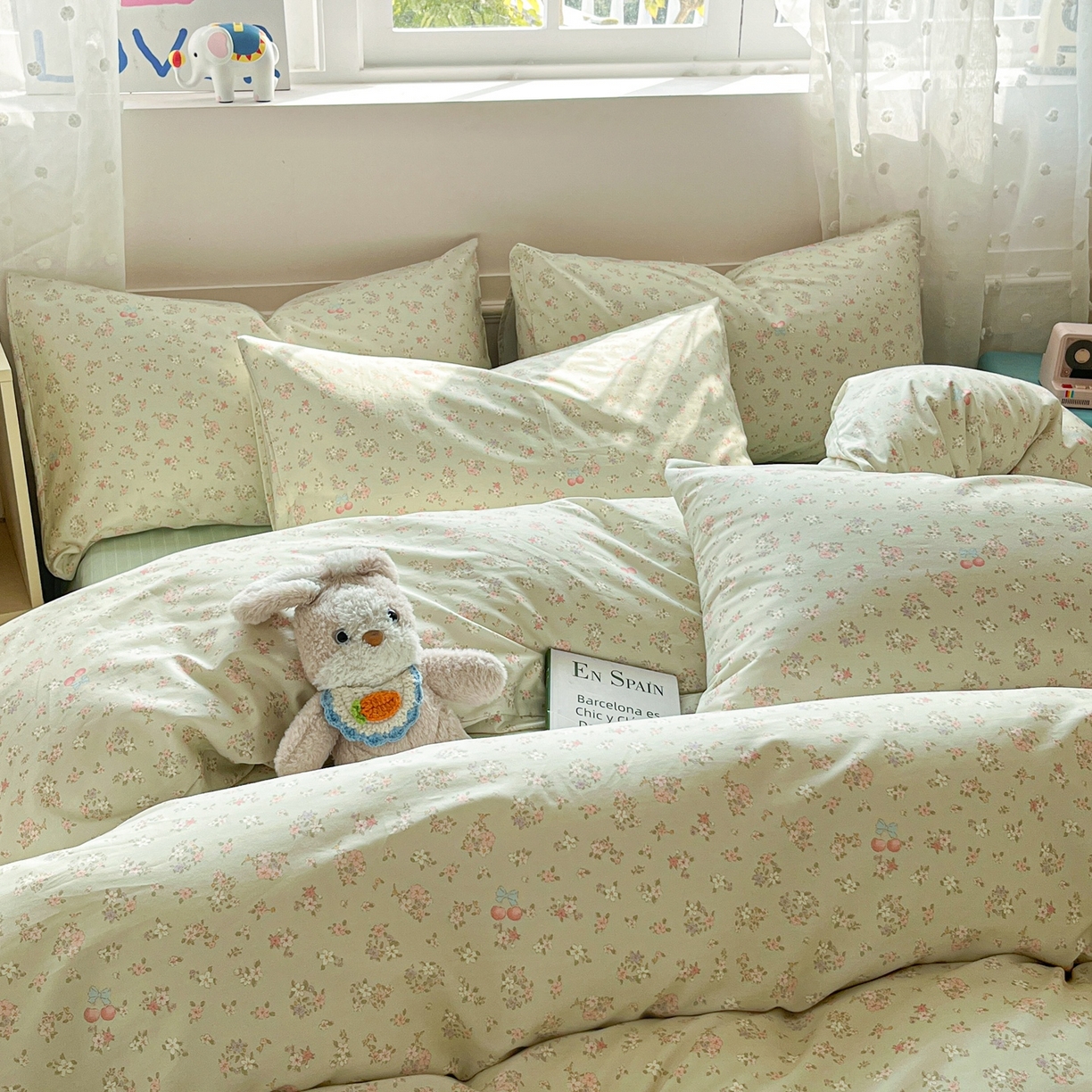 91家纺网 家纺一手货源 找家纺 柠馨 2026春夏新款13372全棉纯棉印花单被套 被套单件-芙拉系列 青筠