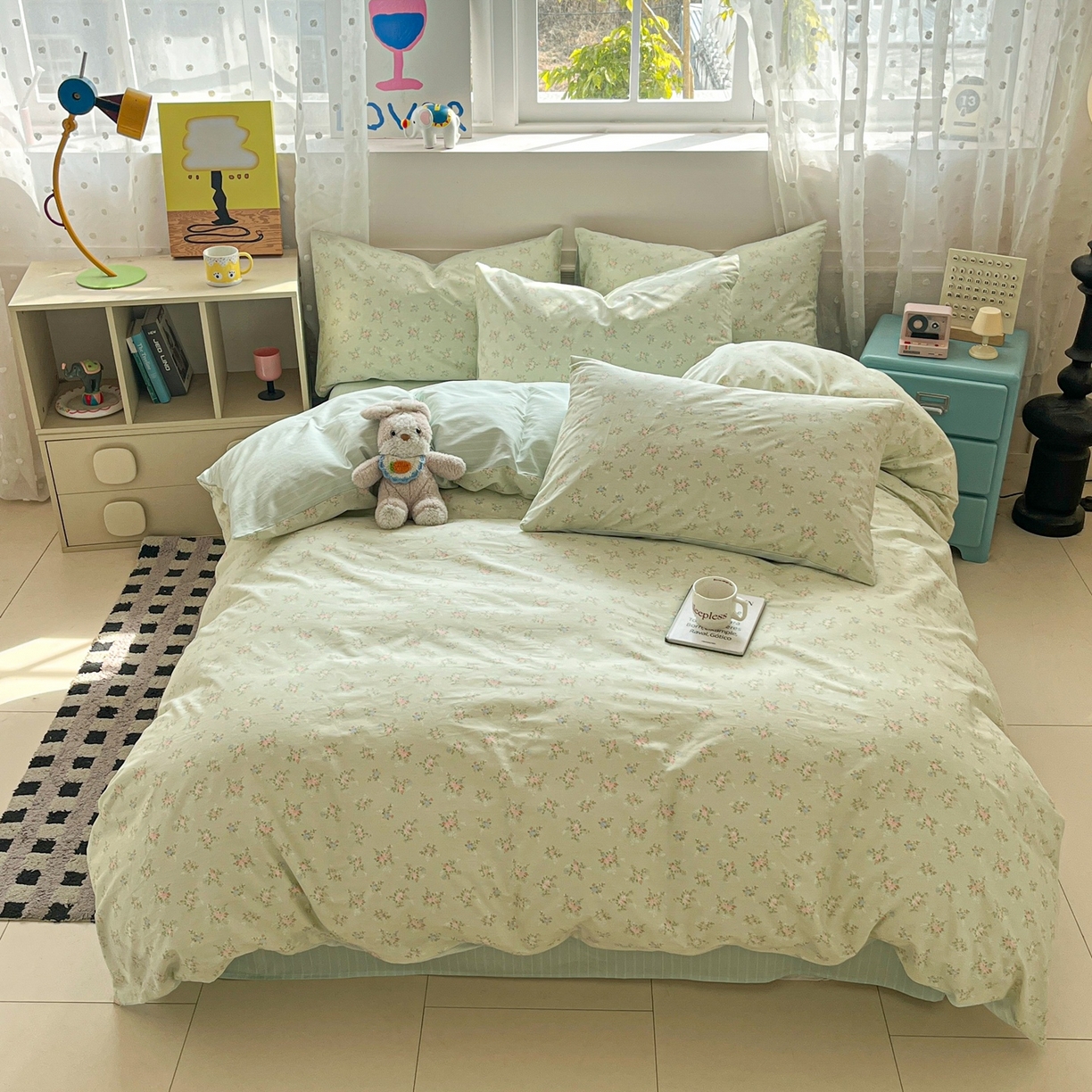 91家纺网 家纺一手货源 找家纺 柠馨 2026春夏新款13372全棉纯棉印花单被套 被套单件-芙拉系列 舒荷