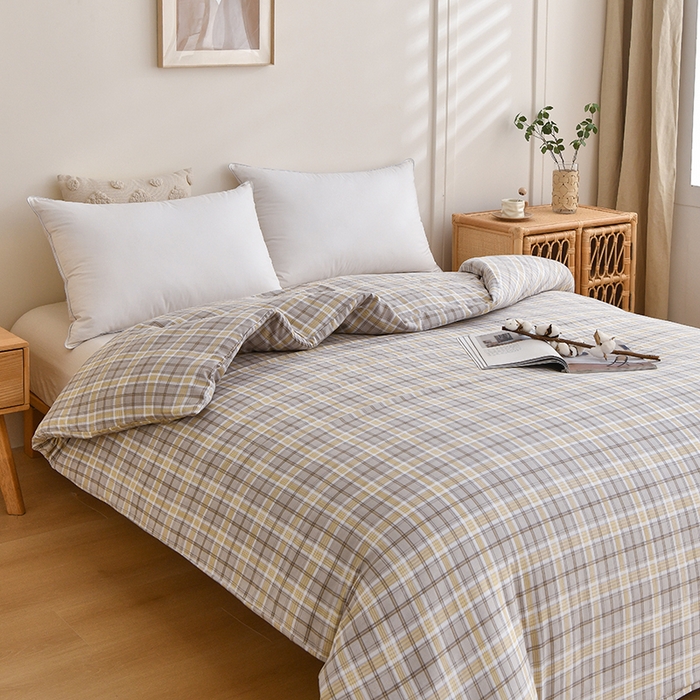 91家纺网 家纺一手货源 找家纺 织雅漫 2026新款可拆洗水洗棉单被套被套单件 暖黄