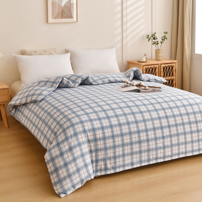 91家纺网 家纺一手货源 找家纺 织雅漫 2026新款可拆洗水洗棉单被套被套单件 浅蓝