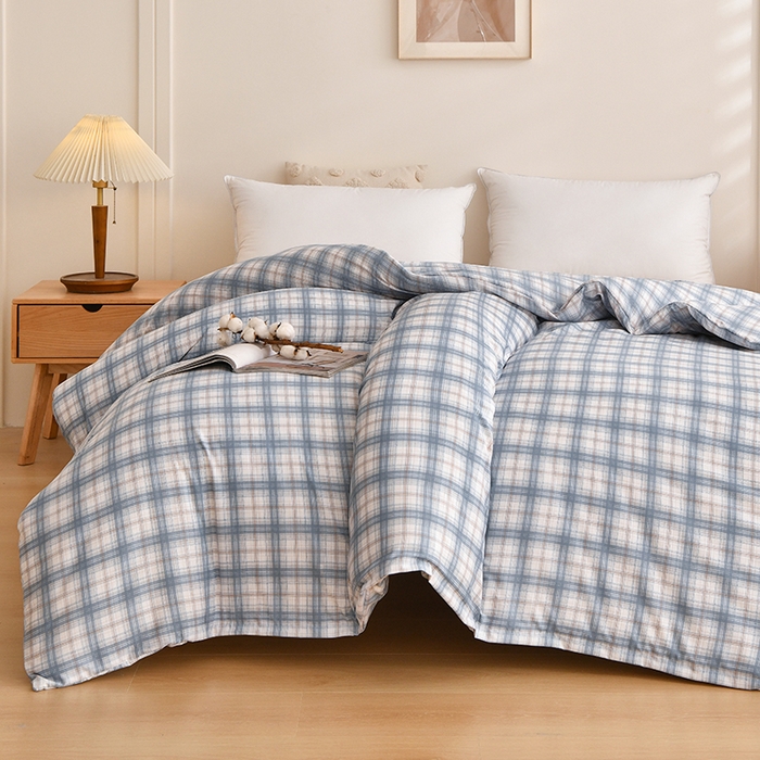 91家纺网 家纺一手货源 找家纺 织雅漫 2026新款可拆洗水洗棉单被套被套单件 浅蓝