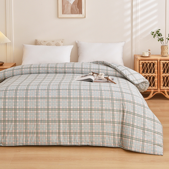 91家纺网 家纺一手货源 找家纺 织雅漫 2026新款可拆洗水洗棉单被套被套单件 浅绿