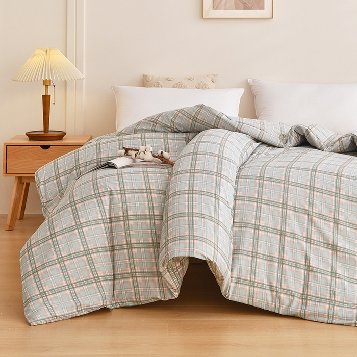 91家纺网 家纺一手货源 找家纺 织雅漫 2026新款可拆洗水洗棉单被套被套单件 浅绿