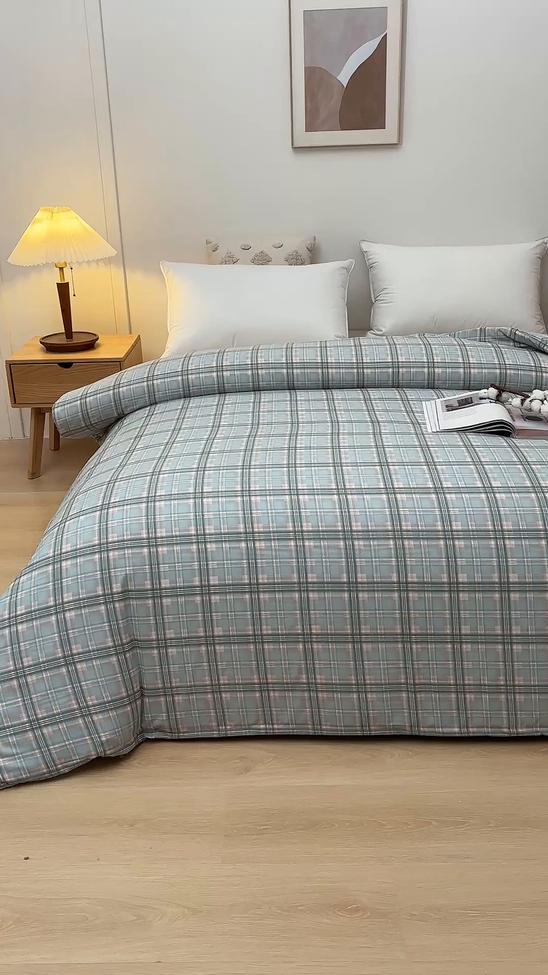 91家纺网 家纺一手货源 找家纺 织雅漫 2026新款可拆洗水洗棉单被套被套单件 浅绿