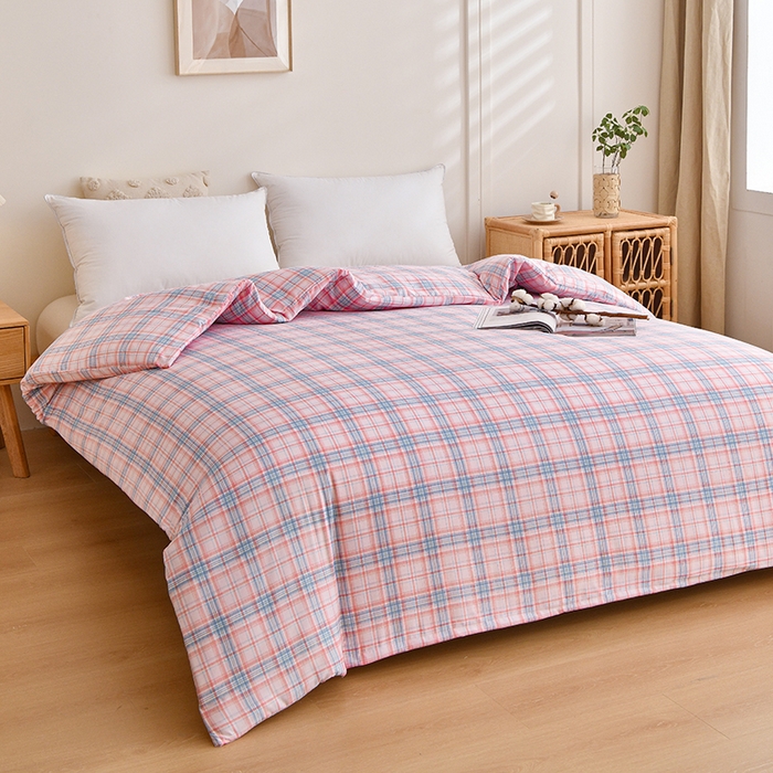 91家纺网 家纺一手货源 找家纺 织雅漫 2026新款可拆洗水洗棉单被套被套单件 知夏-粉