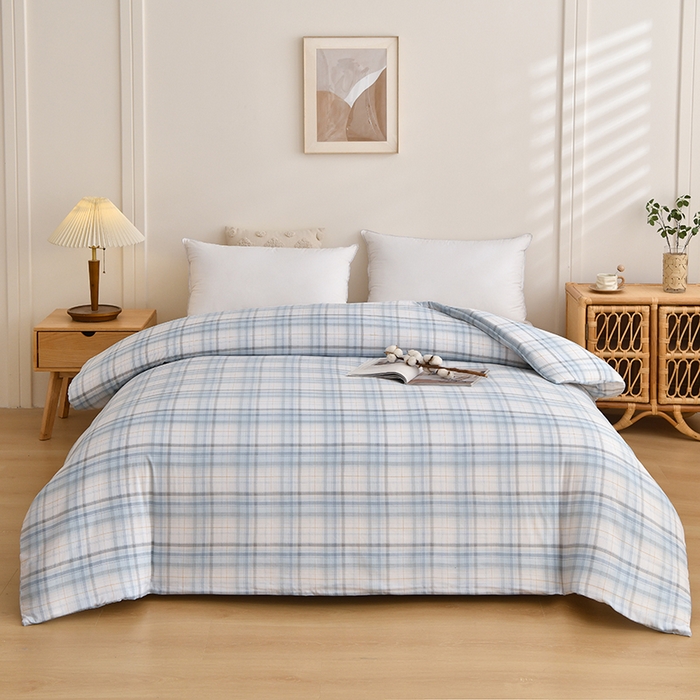 91家纺网 家纺一手货源 找家纺 织雅漫 2026新款可拆洗水洗棉单被套被套单件 知夏-天蓝