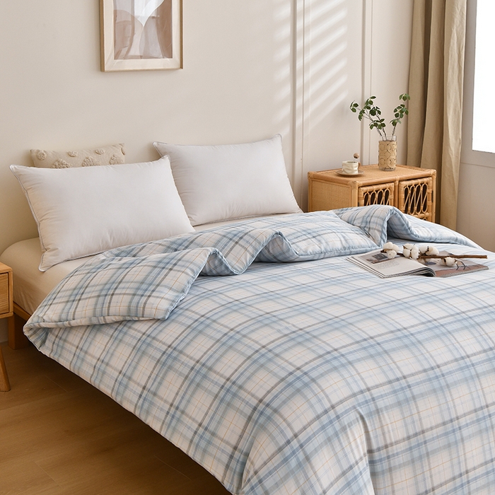 91家纺网 家纺一手货源 找家纺 织雅漫 2026新款可拆洗水洗棉单被套被套单件 知夏-天蓝