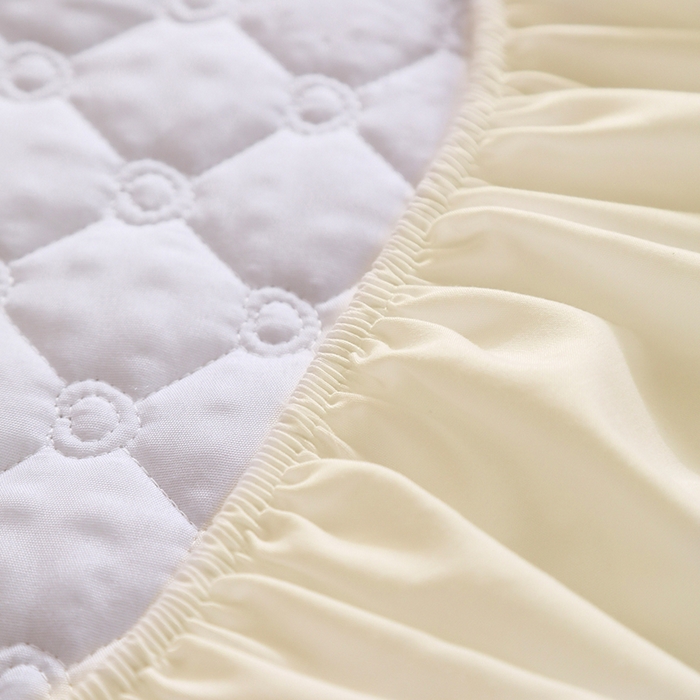 91家纺网 家纺一手货源 找家纺 宇淳国际 2026爱心款防水夹棉床笠 奶黄