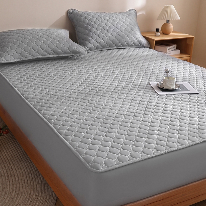 91家纺网 家纺一手货源 找家纺 宇淳国际 2026爱心款防水夹棉床笠 浅灰