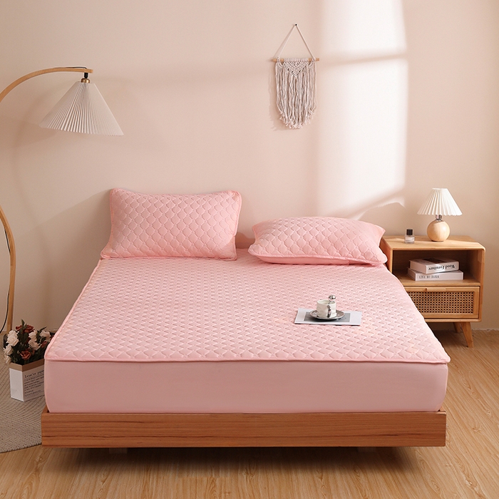 91家纺网 家纺一手货源 找家纺 宇淳国际 2026爱心款防水夹棉床笠 玉色