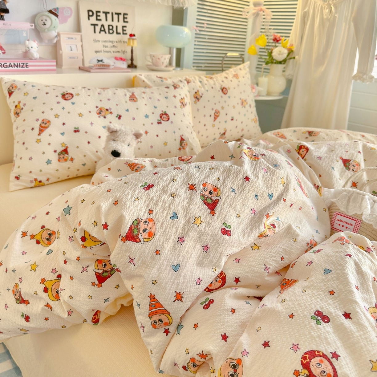 91家纺网 家纺一手货源 找家纺 （总）优选 2026新款110g小清新高克重高品质直播热卖款A类泡芙棉双层纱四件套