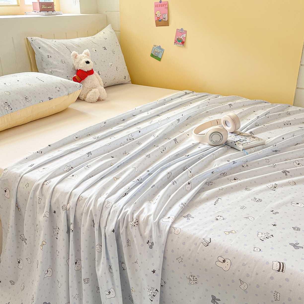 91家纺网 家纺一手货源 找家纺 瑞莱 2026新款纯棉全棉单品印花卡通床单枕套系列 童话