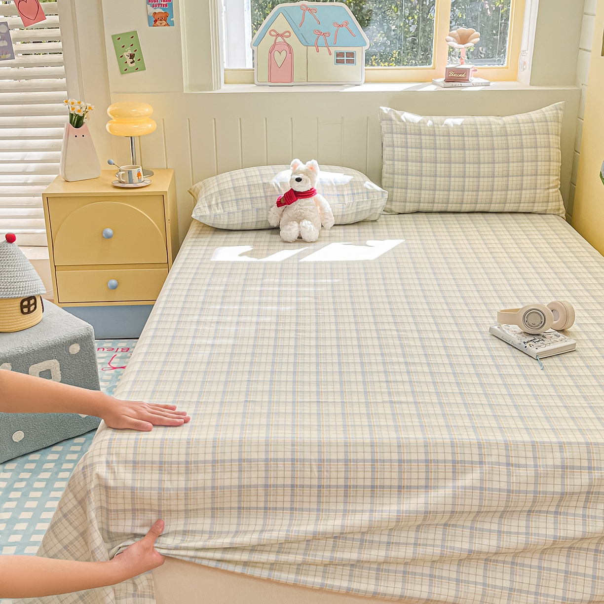 91家纺网 家纺一手货源 找家纺 瑞莱 2026新款纯棉全棉单品印花卡通床单枕套系列 五线格