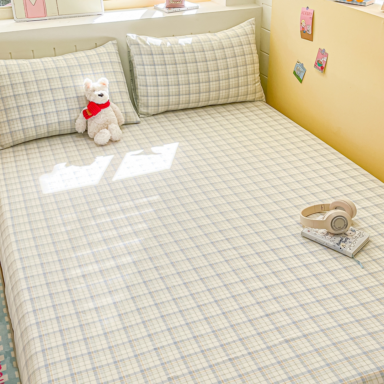 91家纺网 家纺一手货源 找家纺 瑞莱 2026新款纯棉全棉单品印花卡通床单枕套系列 五线格