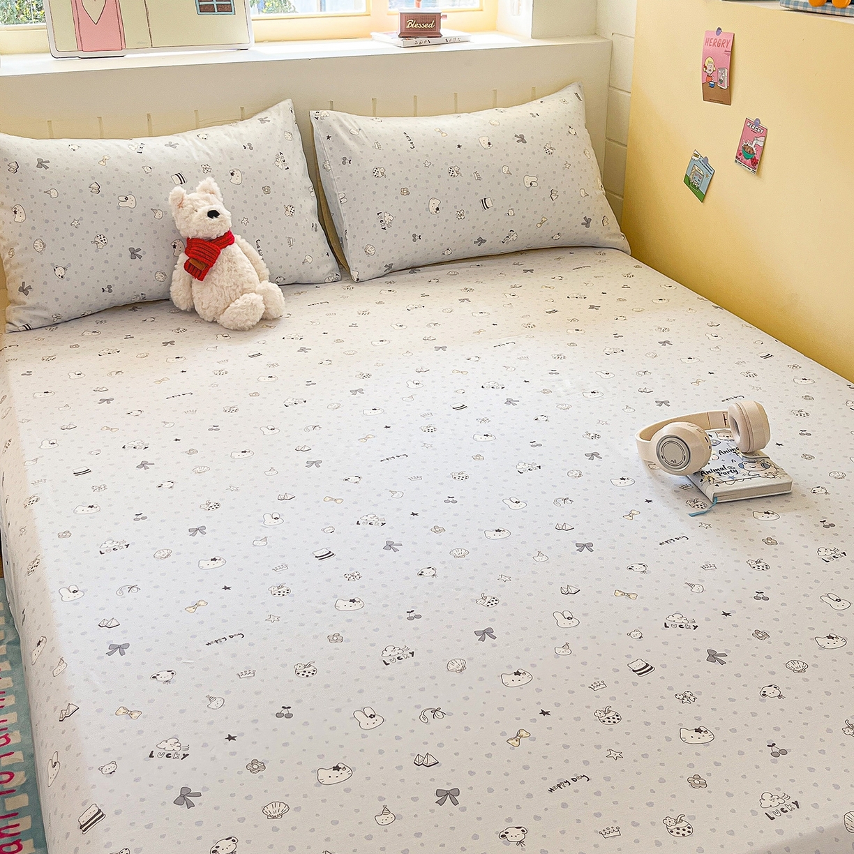 91家纺网 家纺一手货源 找家纺 瑞莱 2026新款纯棉全棉单品印花卡通床单枕套系列 童话